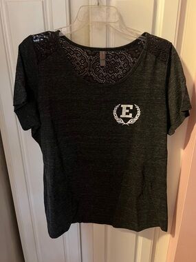 Eastern Michigan University Women's gray tee with lace yoke